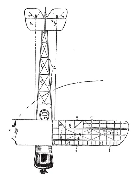 Propeller Aeroplane Top План План Показывает Надлежащие Ребра Скелет Крыльев — стоковый вектор
