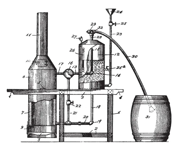 この図を表しますフィード炊飯器の蒸気と他の調理法 ビンテージの線の描画や彫刻イラストと比較して比較的低い温度を維持する蒸発器 — ストックベクタ