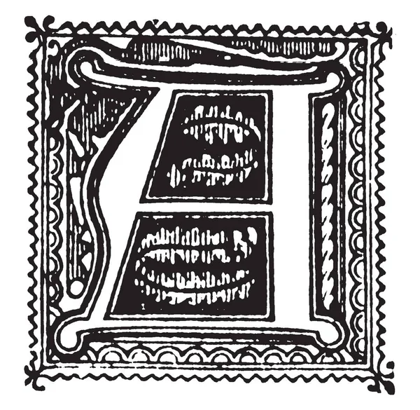 Ornamental Capital Letter Vintage Line Drawing Engraving Illustration — Stock Vector