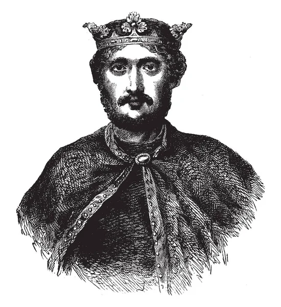 理查德的狮子心 1157 1199 他是英国国王从1189年到 1199 复古线条画或雕刻插图 — 图库矢量图片