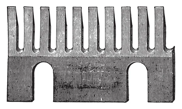 Fingermesser Links Französischer Und Österreichischer Zahn Vintage Gravierte Illustration Industrieenzyklopädie — Stockvektor