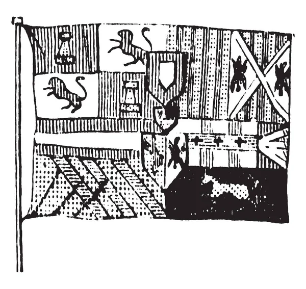Flag Spanien 1881 Denna Flagga Har Uppdelad Fyra Delar Vänster — Stock vektor