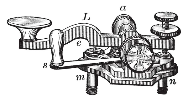 Denna Illustration Representerar Telegraph Sändare Som Består Huvudsakligen Metall Skikt — Stock vektor