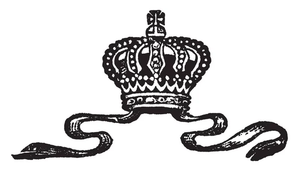 Корона Имеет Королевский Дизайн Винтажные Линии Рисунок Гравировка Иллюстрации — стоковый вектор