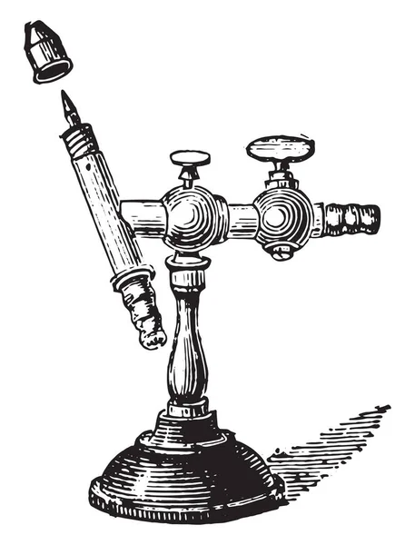 口操作のトーチ ヴィンテージには 図が刻まれています 産業百科事典 1875 — ストックベクタ