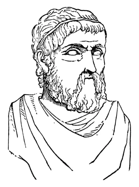 496 406 公元前 他是古希腊的悲剧剧作家 他写了许多著名的剧本 Ajax 安提戈涅 Trachis 的女性 俄狄浦斯雷克斯 — 图库矢量图片
