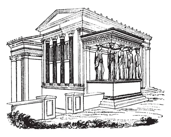 Caryatic Order Order Van Architectuur Ondersteund Door Vrouwelijke Figuren Gekleed — Stockvector