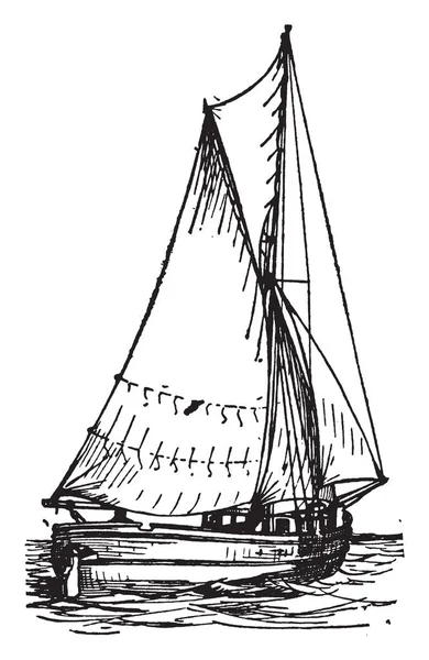 Schaluppe Ist Ein Kleines Schiff Mit Einem Mast Und Festem — Stockvektor