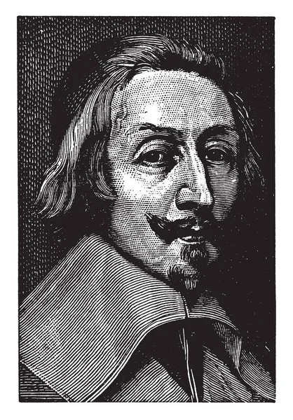 Cardinal Richelieu 1585 1642 Ecclésiastique Noble Homme État Français Dessin — Image vectorielle