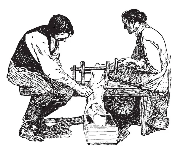 Esta Ilustración Representa Primitive Cotton Gin Que Una Máquina Que — Archivo Imágenes Vectoriales
