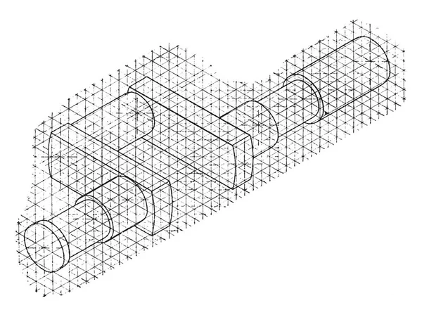 Isometrische Skizze Ist Ein Dreidimensionales Objekt Und Design Dreidimensional Erscheinen — Stockvektor