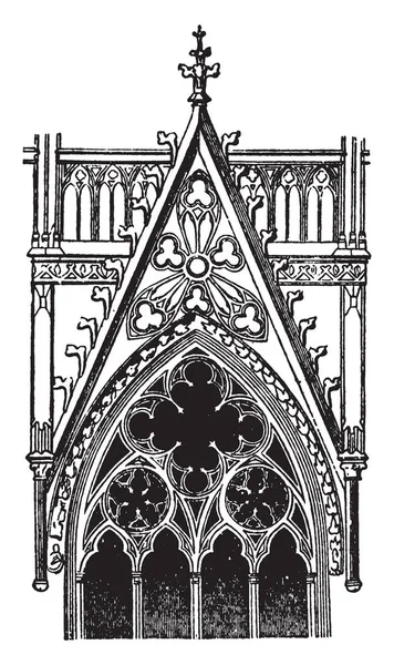 Gable bir penceresi, Köln, üzerinde genellikle üçgen bölümü, kesişen çatı sahaları, yapısal sistemi, vintage çizgi çizme veya illüstrasyon oyma kenarları arasındaki duvar.