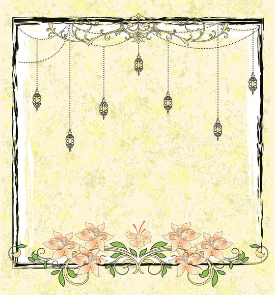 Vintage Cartão Convite Com Ornamentado Elegante Retro Design Floral Abstrato —  Vetores de Stock