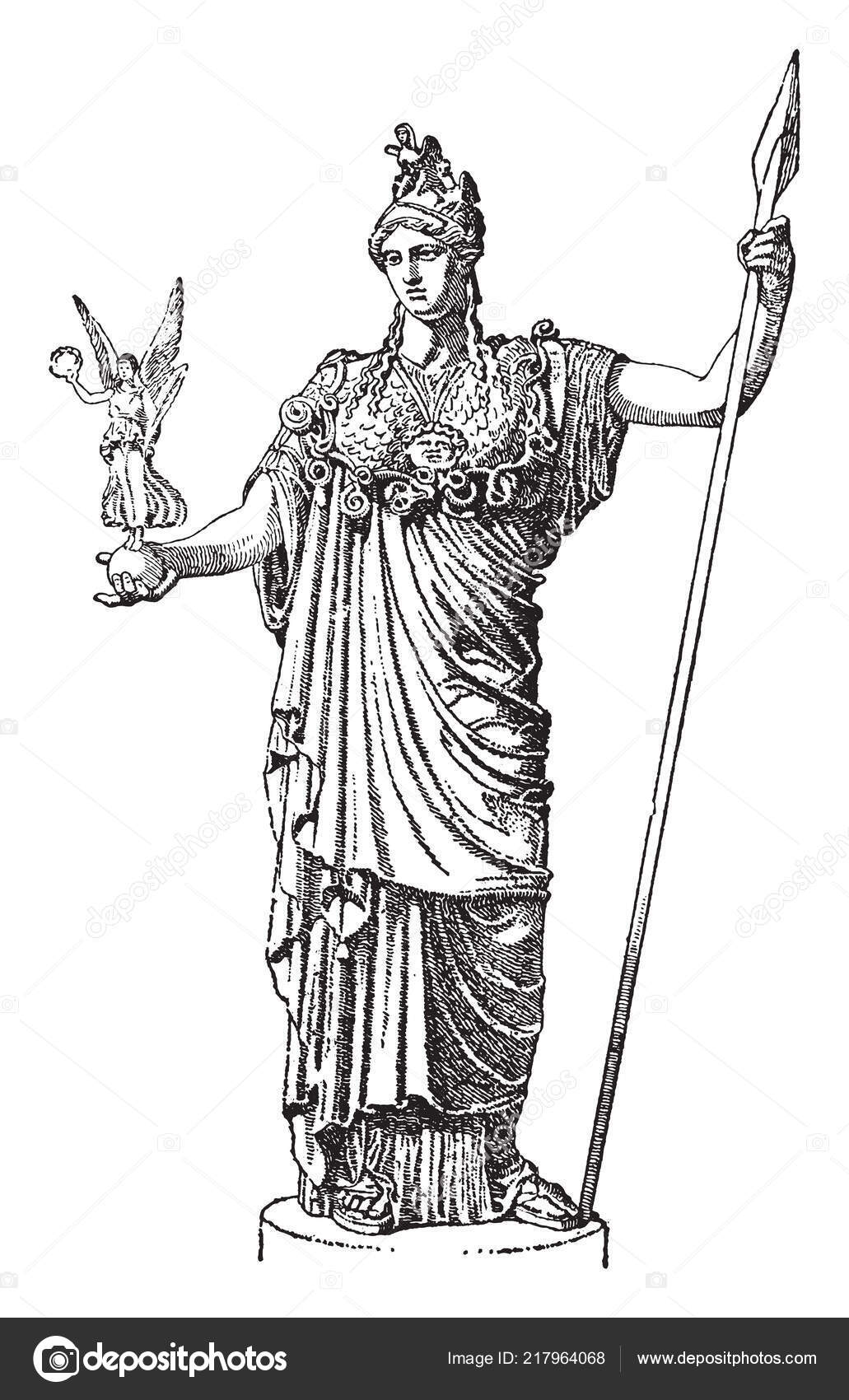 Græsk Gudinde Viser Athena Fed Holde Statue Stock-vektor af ©Morphart 217964068