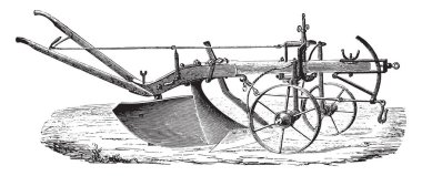 Ahşap M Didelot yaş abbe, vintage oyulmuş illüstrasyon pulluk. Endüstriyel ansiklopedi E.-O. Lami - 1875