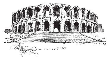Amfitiyatro Arles, Roma amfi Güney Fransız kasabasında, Roma amfi olmalı en önemli turistik, çizim veya şekil oyma vintage hattı.