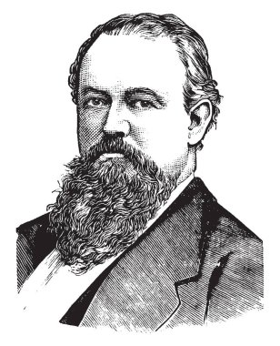 John P. Jones, 1829-1912, bir ABD'li siyasetçi ve Amerika Birleşik Devletleri Senatör Nevada, vintage çizgi çizme veya oyma illüstrasyon biriydi