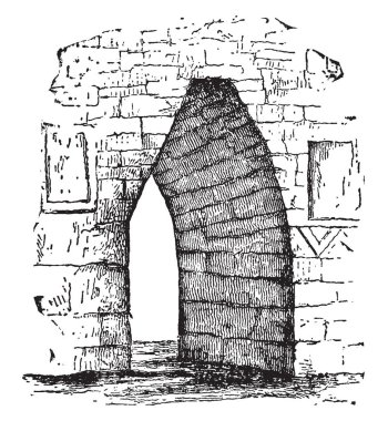 Yatay Arch, tuğla, taş, güçlendirilmesi, transvers, vintage çizgi çizme veya oyma illüstrasyon