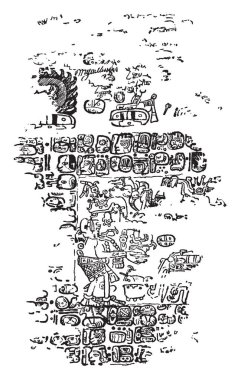 Hierogrlyphics desen, çizim için vintage veya oyma resim Kodeks Perezianus vardır.