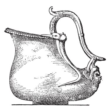 Bronz su ısıtıcılar, vintage illüstrasyon kazınmış.