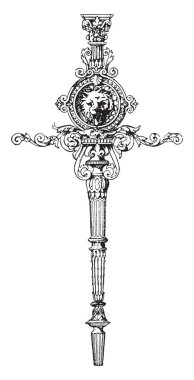 Modern korkuluk yazı dışarı döküm-metal, ahşap, çelik tel, bileşenleri, vintage çizgi çizme veya oyma illüstrasyon için bağlantı parçaları yaptı.