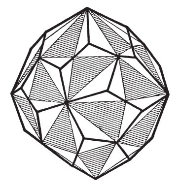Bu Diyagramı sağ teslim Pentagonal Icositetrahedron, vintage çizgi çizme veya oyma illüstrasyon temsil eder..