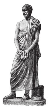 Demosthenes, 384 - M.ö. 322, heykeli bir Yunan siyaset adamı ve hatip Antik Atina, vintage çizgi çizme veya oyma illüstrasyon