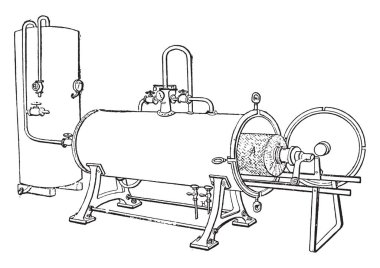 Sprey cihaz, çizimde vintage kazınmış. Endüstriyel ansiklopedi E.-O. Lami - 1875