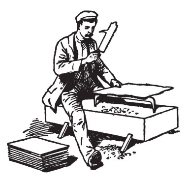 Bu illüstrasyon kare alma Slates, vintage çizgi çizme veya oyma illüstrasyon temsil eder..