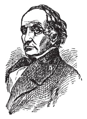 ABD'li siyasetçi, Amerika Birleşik Devletleri evi temsilcisi ve Massachusetts, vintage çizgi çizme veya oyma illüstrasyon Senatör Daniel Webster, 1782-1852, o oldu