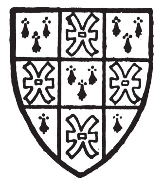 Değirmen-rinds adı bir değirmen taşı-fer de moline, vintage çizgi çizme veya oyma illüstrasyon demirden.