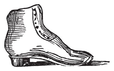 Ayakkabı ayak, vintage çizgi çizme veya oyma illüstrasyon için bir kaplama vardır.