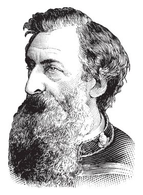 Bir İngiliz Metodist vaiz, salvation army kurucusu, ilk genel kurtuluş ordusu, vintage çizgi çizme veya oyma illüstrasyon Rev William Booth, 1829-1912, o oldu