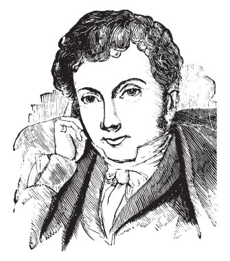 Washington Irving, 1783-1859, o bir Amerikan kısa öykü yazarı, denemeci, biyografi yazarı, tarihçi ve diplomat erken on dokuzuncu yüzyıl, vintage çizgi çizme veya oyma illüstrasyon yapıldı.