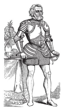 Hernan Cortes, 1485-1547, o kim İspanya için Meksika fethetti İspanyol konkistador, o da yeni İspanya, vintage çizgi çizme veya oyma illüstrasyon birinci ve üçüncü Valisi oldu