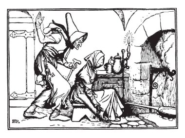 Bir kadın kendisine o sihirli güçleri ve onlara zarar ya da diğer insanlar, vintage çizgi çizme veya oyma şekil yardım etmek için kullanan vardır inanıyordu.