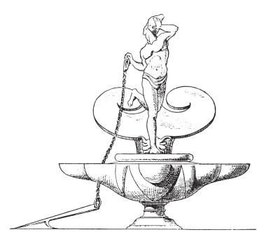 Dansçı lamba, vintage illüstrasyon kazınmış. Antik antika aile-1881, özel hayatı