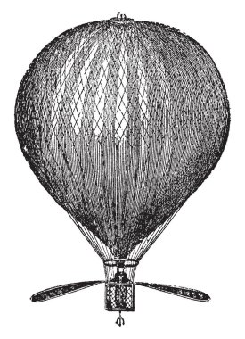 Lunardi nerede Vincenzo Lunardi İngiltere 1783'de, vintage çizgi çizme veya oyma illüstrasyon ilk balon uçuşu pilottu balon.