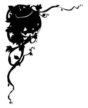 Jack-O-Lantern köşe Dekoratif kenarlık Cadılar Bayramı featuring, vintage çizgi çizme veya oyma illüstrasyon.