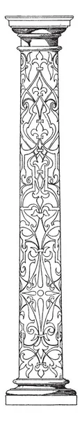 Διακοσμημένα Άξονα Στήλης Γερμανικά Αναγέννηση Intarsia Άξονα Υποστηρίζει Ξύλο Ένθεση — Διανυσματικό Αρχείο
