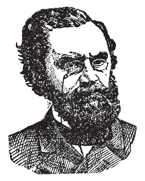 卡尔舒尔茨 1829 1906 他是一个美国政治家 和改革者 复古线画或雕刻插图 — 图库矢量图片