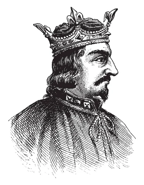 スティーブン王 彼はイングランドの王 ブローニュ ビンテージの線描画や彫刻イラスト数 — ストックベクタ