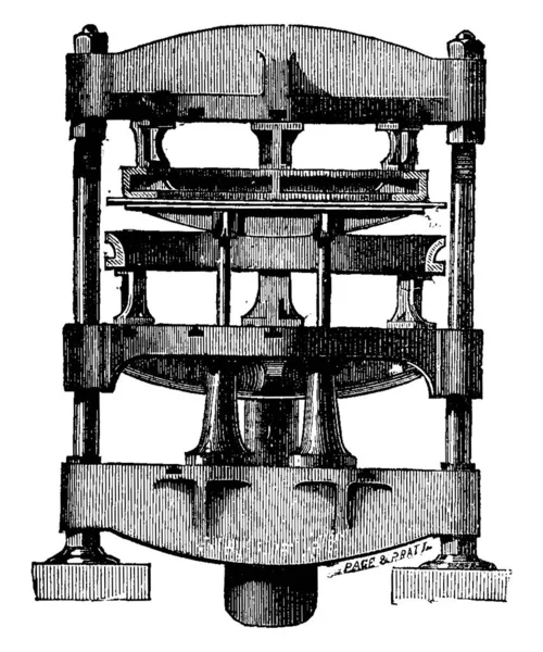 チューブ シート ビンテージの刻まれた図の端を折ることを押します 産業百科事典 1875 — ストックベクタ