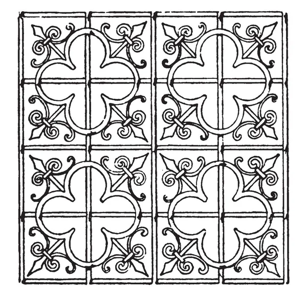 Geç Gotik desen 15.yüzyılda koro ekran, ferforje, vintage çizgi çizme veya oyma illüstrasyon yapılmış.