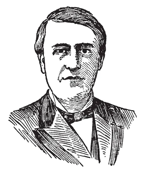 토마스 에디슨 1847 1931 미국의 발명가 기업인 그리고 빈티지 그림의 — 스톡 벡터