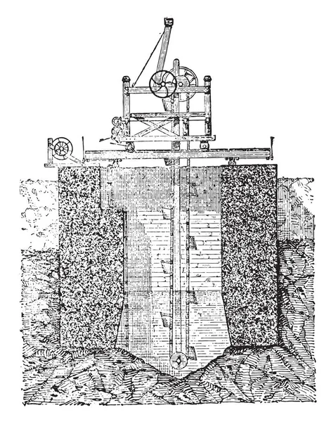 Fundament Für Hohlblock Vintage Gravierte Illustration Industrieenzyklopädie Lami 1875 — Stockvektor