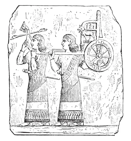 王位を身に着けている文字 ヴィンテージには 図が刻まれています 古代アンティーク家族 1881 の私生活 — ストックベクタ