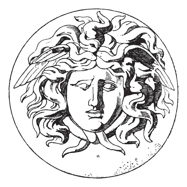 Una Estatua Medusa Cabeza Medusa Mitología Griega Era Una Mujer — Vector de stock