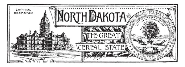 Північна Дакота Великий Зернових Держави Цей Банер Банер Держава Має — стоковий вектор