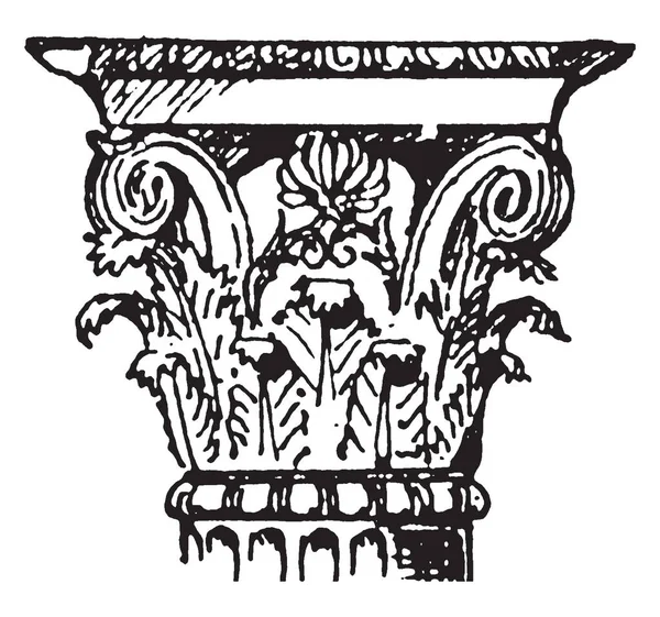 Коринтианская Столица Возможности Здание Уникальное Интуитивное Ценность Винтажный Рисунок Линии — стоковый вектор